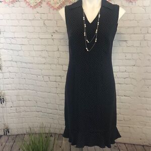 BURNS silk polka dot navy dress